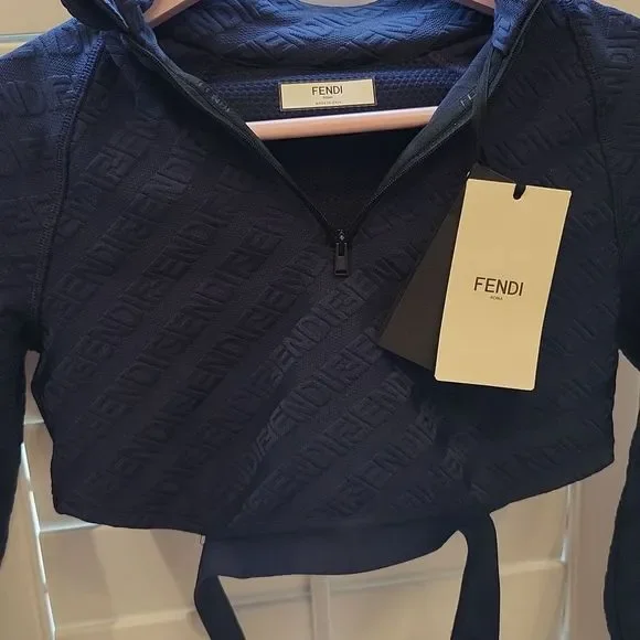 Fendi Top Knitted Fabric Atlhletic Wear Hoodie Cropped - Picture 3 of 11